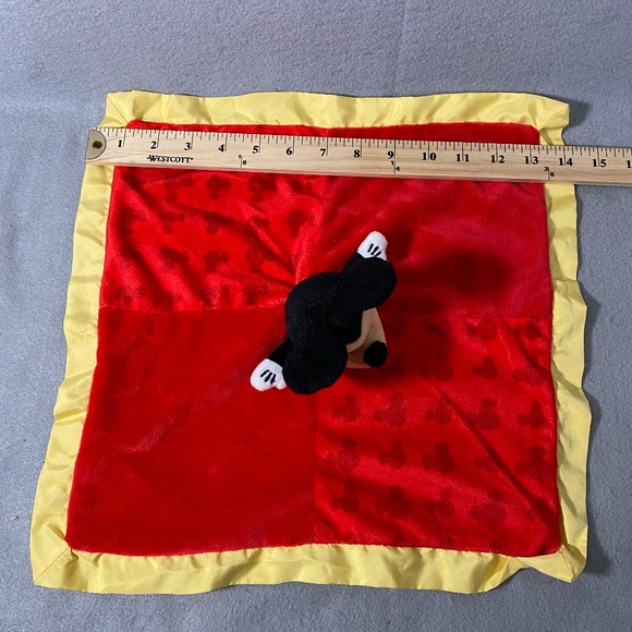 Disney Baby Mickey Mouse Stuffed Animal Red Kids Lovey Security Blanket - Picture 6 of 7